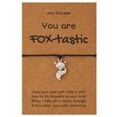 Bixorp Friends - Leuke Armband met Vos / Fox - Zilverkleurige Vriendschapsarmband met Vos - "You are Fox-Tastic"