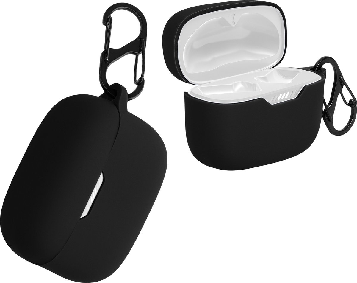 kwmobile Hoes geschikt voor JBL Tune 230 NC TWS / T230NC - Siliconen cover voor oordopjes in zwart