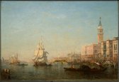 Kunst: Félix Ziem, The Grand Canal, Venice (Frigate and Gondola, Basin of San Marco), c. 1852, Schilderij op canvas, formaat is 40X60 CM