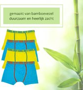 4 Bamboe Kinder Boxershorts voor Jongens | Blauw | Geel | Kids Boxer Maat 116/122