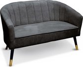 Zitbank "Vesuv" - 2 zits - velvet grijs -  modern bankstel - B 128cm - Design bank