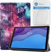 Tablet hoes & 2-Pack Screenprotector geschikt voor Lenovo Tab M10 - 10.1 Inch - Auto Wake/Sleep functie - Galaxy