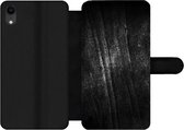 Bookcase Geschikt voor iPhone XR telefoonhoesje - Metaal print - Zwart - Glitter - Met vakjes - Wallet case met magneetsluiting