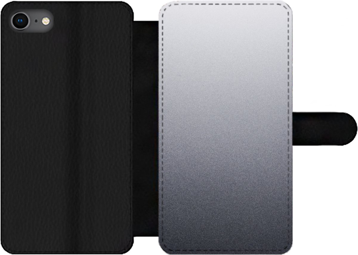 Telefoonhoesje Geschikt voor iPhone SE 2020 telefoonhoesje - Aluminium print - Metaal - Grijs - Met vakjes - Wallet case met magneetsluiting