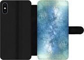 Bookcase Geschikt voor iPhone XS Max telefoonhoesje - Sterren - Hemel - Blauw - Jongens - Meisjes - Kinderen - Met vakjes - Wallet case met magneetsluiting