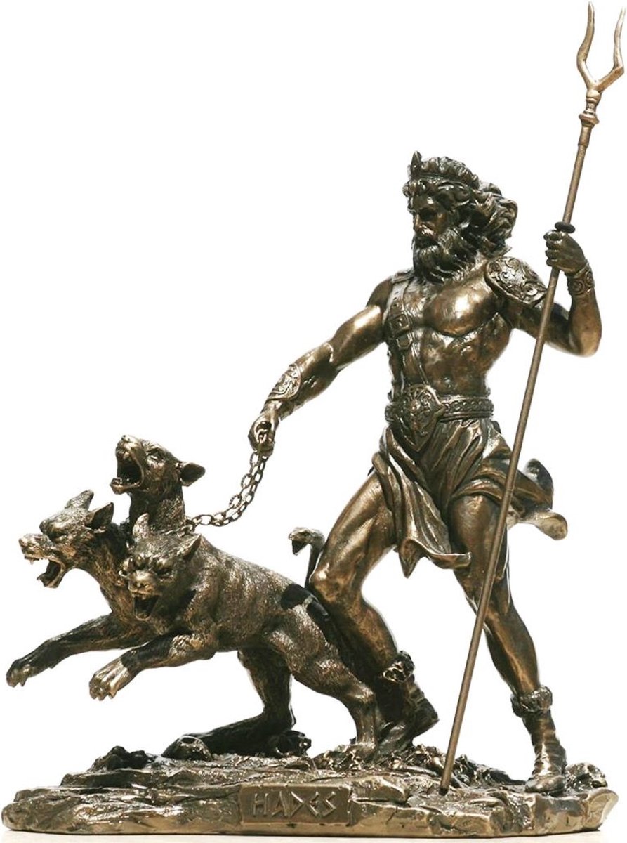Veronese Design - Hades God van de Onderwereld met Cerberus - Gebronsd Beeld - (hxbxd) ca.19 cm x 11 cm x 21 cm