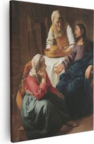 Artaza Canvas Schilderij Christus in het Huis van Martha en Maria - Johannes Vermeer - 80x100 - Groot - Kunst - Wanddecoratie