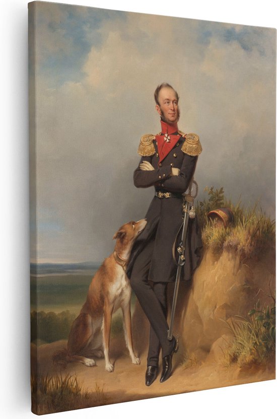Artaza Toile Peinture Portrait de Guillaume II, Roi des Pays-Bas - Jan Adam Kruseman - 40x50 - Art - Impression sur Toile