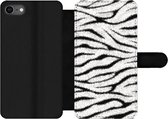 Étui pour téléphone iPhone 7 Bookcase - Imprimé animal - Zebra - Wit - Avec poches - Étui portefeuille avec fermeture magnétique