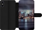 Bookcase Geschikt voor iPhone XS Max telefoonhoesje - New York - Amerika - Skyline - Met vakjes - Wallet case met magneetsluiting
