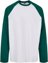 Urban Classics Longsleeve shirt -3XL- Organic Oversized Raglan Wit/Groen