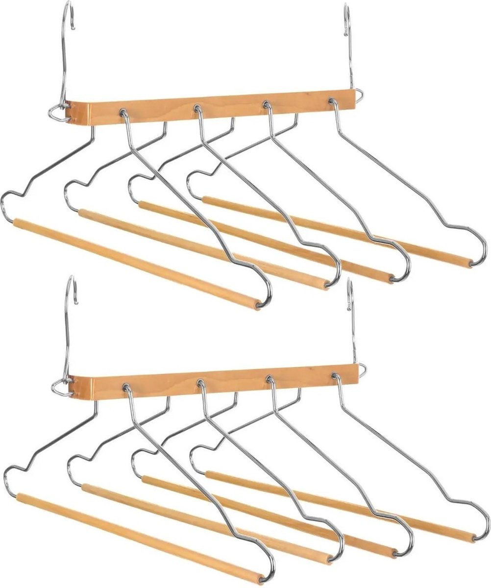 Set van 2x stuks luxe kledinghanger/broekhanger voor 4 broeken/shirts 42 x 45 cm - Kledingkast hangers/kleerhangers/broekhangers