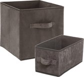 Set van 2x stuks opbergmanden/kastmanden 7 en 29 liter donkergrijs van polyester 31 cm - Opbergboxen - Vakkenkast manden