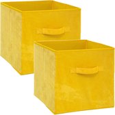 Set van 4x stuks opbergmand/kastmand 29 liter geel polyester 31 x 31 x 31 cm - Opbergboxen - Vakkenkast manden