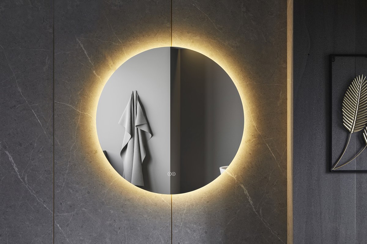 Badkamerspiegel rond 120 cm frameloos, rondom led verlichting en anti-condens - dimbaar - Bella Mirror