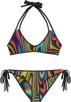 II THE MOON Bikini omkeerbaar, met 4 combinaties, wordt per bestelling geprint, uitgesneden en handgenaaid met unieke RETRO prints ontworpen door MOON