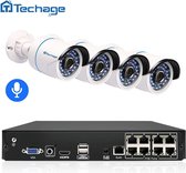 TECHAGE 1080P H.265 POE 8CH 5MP Professioneel NVR Bewakingscamera systeem