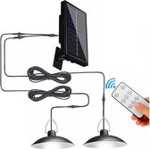 Elfeland Waterdichte Solar LED Hanglamp-Buitenlamp Tuinverlichting op Zonneenergie-30W-IP65-Timing Functie-Voor Tuin/Wand/Oprit-met Afstandsbediening-2 Lampen-6000K-Wit licht