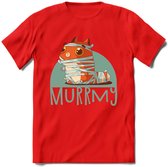 Kat murrmy T-Shirt Grappig | Dieren katten halloween Kleding Kado Heren / Dames | Animal Skateboard Cadeau shirt - Rood - XL