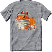 Mummy kat T-Shirt Grappig | Dieren katten halloween Kleding Kado Heren / Dames | Animal Skateboard Cadeau shirt - Donker Grijs - Gemaleerd - 3XL