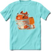 Mummy kat T-Shirt Grappig | Dieren katten halloween Kleding Kado Heren / Dames | Animal Skateboard Cadeau shirt - Licht Blauw - M