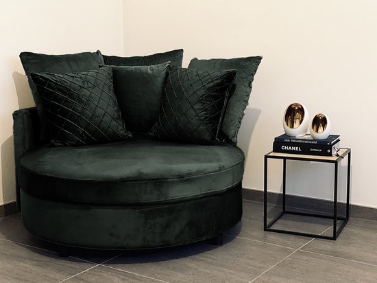 Graag gedaan verhaal voorbeeld Luxe Lucy's Living XXL Fauteuil SOFIA Groen - ø115 x H58 cm - wonen - bank  - sofa -... | bol.com
