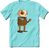 Casual skelet T-Shirt Grappig | Dieren halloween Kleding Kado Heren / Dames | Animal Skateboard Cadeau shirt - Licht Blauw - XL