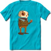 Casual skelet T-Shirt Grappig | Dieren halloween Kleding Kado Heren / Dames | Animal Skateboard Cadeau shirt - Blauw - 3XL