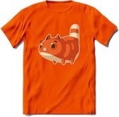 Jagende kat T-Shirt Grappig | Dieren katten Kleding Kado Heren / Dames | Animal Skateboard Cadeau shirt - Oranje - 3XL