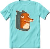 Hoodie fox T-Shirt Grappig | Dieren vos Kleding Kado Heren / Dames | Animal Skateboard Cadeau shirt - Licht Blauw - XL