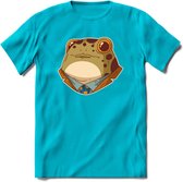 casual kikker T-Shirt Grappig | Dieren reptiel Kleding Kado Heren / Dames | Animal Skateboard Cadeau shirt - Blauw - S