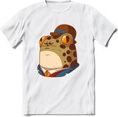 Fancy frog T-Shirt Grappig | Dieren rijke kikker Kleding Kado Heren / Dames | Animal Skateboard Cadeau shirt - Wit - L