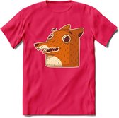 Friendly fox T-Shirt Grappig | Dieren vos Kleding Kado Heren / Dames | Animal Skateboard Cadeau shirt - Roze - XXL