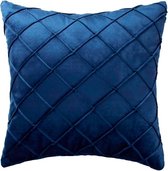 Sierkussen Velvet Ruit – Blauw – 45 x 45 cm (incl. vulling)