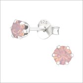 Aramat jewels ® - Kinder oorbellen met kristal 925 zilver opaal roze 4mm