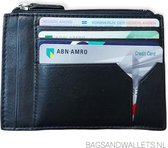 Bagsandwallets.nl - Kaarthouder - Pasjeshouder - Unisex - 8 vakjes - Ritssluiting- Leer - Zwart - RFID