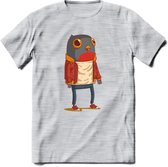 Casual vogel quote T-Shirt Grappig | Dieren vogels Kleding Kado Heren / Dames | Animal Skateboard Cadeau shirt - Licht Grijs - Gemaleerd - M