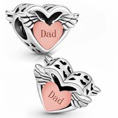 Tracelet | Zilveren bedels | Tracelet | Zilveren bedels | Bedel Hart vleugels dad rose | Pandora compatible | Met 925 Zilver Certificaat | In Leuke cadeauverpakking| Pandora compat