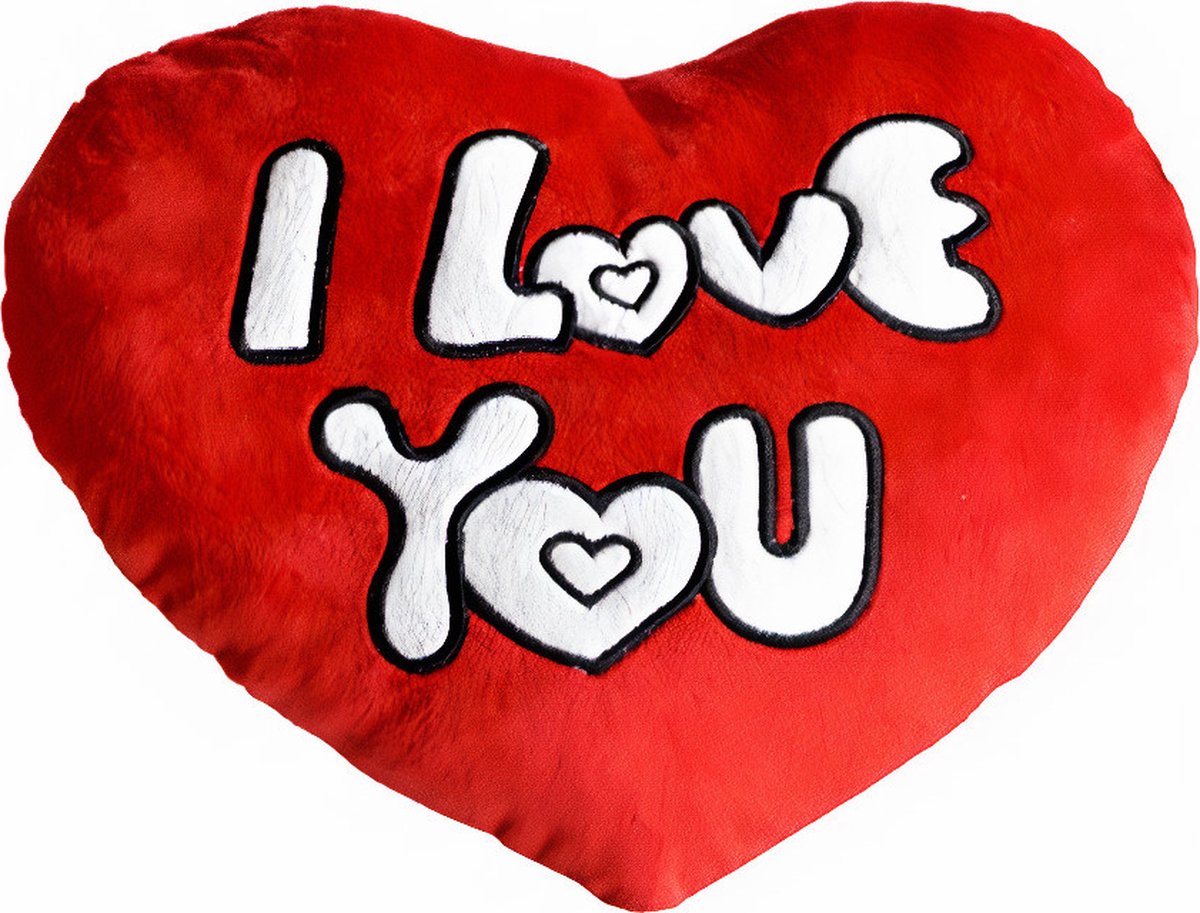 Pluche grijs kussen in hartvorm "I Love You" 70 cm