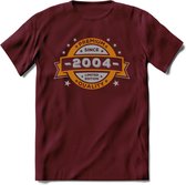 Premium Since 2004 T-Shirt | Goud - Zilver | Grappig Verjaardag Kleding Cadeau Shirt | Dames - Heren - Unisex Tshirt | - Burgundy - M