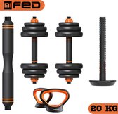 Xiaomi FED Halterset 20kg met Dumbells + Halterstang + Kettlebell en Gewichten - Dumbells 20kg Verstelbaar