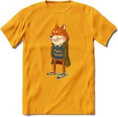 Casual vos T-Shirt Grappig | Dieren honden Kleding Kado Heren / Dames | Animal Skateboard Cadeau shirt - Geel - XL