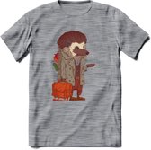 Casual egel T-Shirt Grappig | Dieren herfst Kleding Kado Heren / Dames | Animal Skateboard Cadeau shirt - Donker Grijs - Gemaleerd - XXL