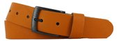 Leren Dames/Heren Riem | 3.5cm breed | Riemmaat: 105cm (totale lengte: 120cm) | 100% echt leer | Nikkelvrije gesp | Kleur: oranje