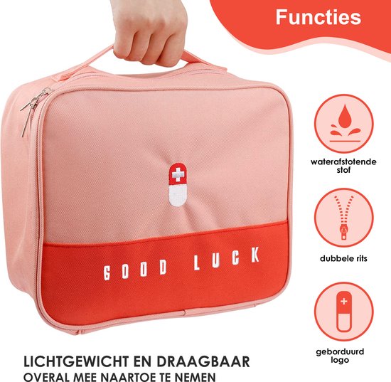 Premiers secours Good Luck - Trousse de Premiers secours soins - Trousse de toilette - Rose - Imperméable - Multifonctionnel - Portable