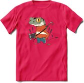 Casual kikker T-Shirt Grappig | Dieren reptiel Kleding Kado Heren / Dames | Animal Skateboard Cadeau shirt - Roze - XXL