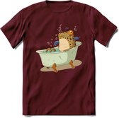 Badkuip kikker onderwater T-Shirt Grappig | Dieren reptiel Kleding Kado Heren / Dames | Animal Skateboard Cadeau shirt - Burgundy - XL