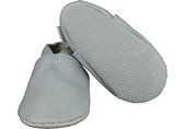 Baby Slofjes Leer | Anti-slip Zool | 3 tot 18 maanden | Maat: 19 (12-15 maanden)| 100% echt leer | Kleur: zilver