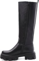 Chelsea Midi Long Boots Zwart Pu Leer