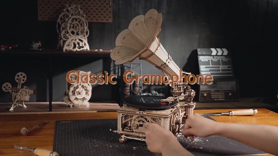 Robotime - Puzzle 3D en bois - Gramophone Classic - 22,6x26,1x42